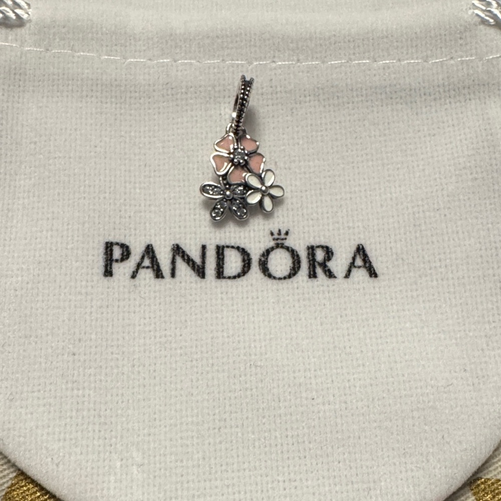 Pandora Silver and Pink Floral Charm